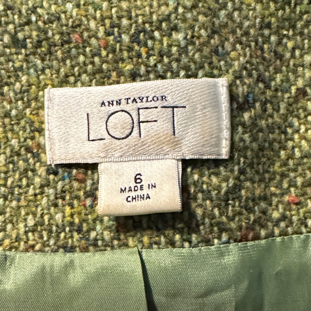 LOFT Moss Green Women's Tweed Blazer - Picture 2 of 4